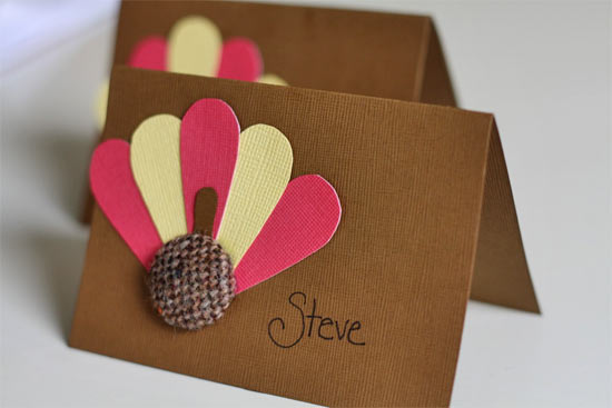 Burlap-Button-Turkey-Place-Cards Burlap Button Turkey Place Cards