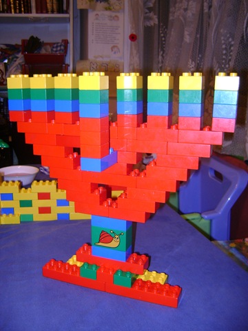 Happy Face Lego Hanukkah Menorah