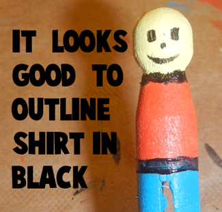 It looks good to outline shirt in black.