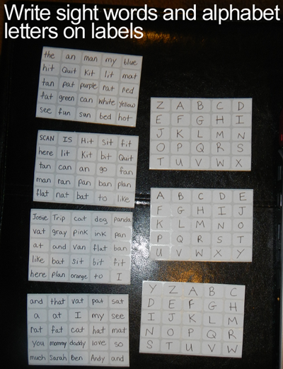 Write Sight Words and Alphabet Letters on Labels