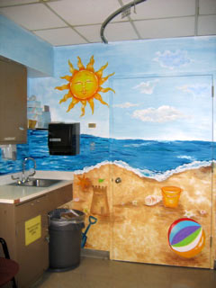 Beach Themed Mural Painted in Childrens Treatment Room - Donated Mural 11