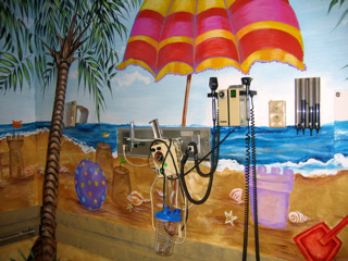 Beach Themed Mural Painted in Childrens Treatment Room - Donated Mural 8