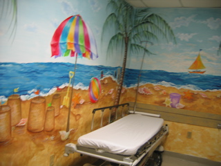 Beach Themed Mural Painted in Childrens Treatment Room - Donated Mural 16