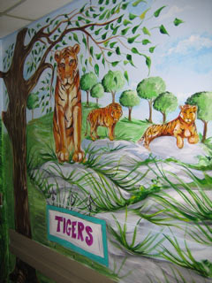 lions in mural