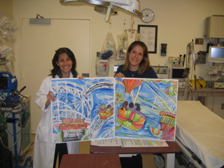 beautiful ceiling tiles of kids enjoying the rides at Coney Island